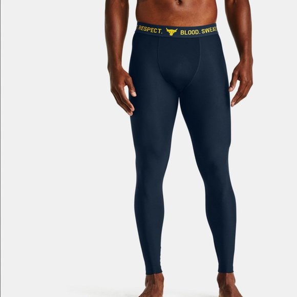 S Under Armour Men's Project Rock Leggings 1353901-408 blue blood respect NWT - Picture 2 of 8